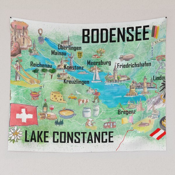 Item preview, Lake Constance Bodensee Illustrated Travel Map designed and sold by artshop77.