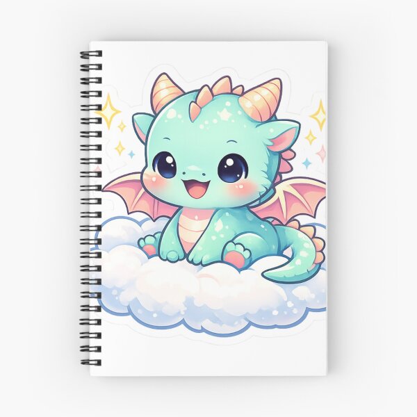 Artikelvorschau, Niedlicher Babydrache auf einer Wolke – Kawaii-Aufkleber | Fantasy-Drache | Pastellfarbener Chibi-Drache | Magischer, niedlicher Aufkleber entworfen und verkauft von Sidra digital art 8277237.