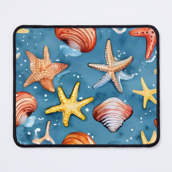 Item preview, Seamless Watercolor Seashell and Starfish Pattern designed and sold by Serene Strokes Art.