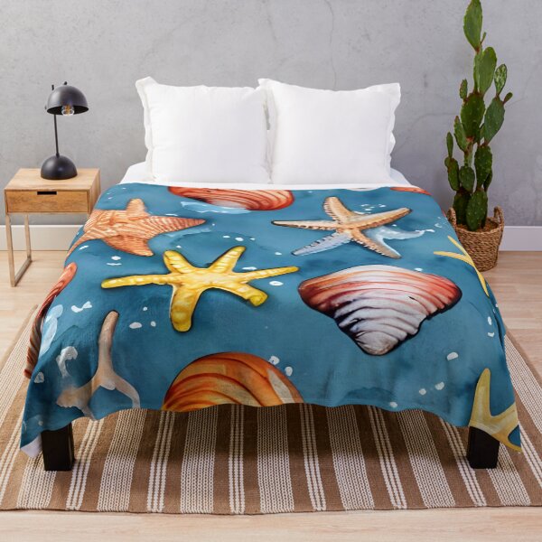 Item preview, Seamless Watercolor Seashell and Starfish Pattern designed and sold by Serene Strokes Art.