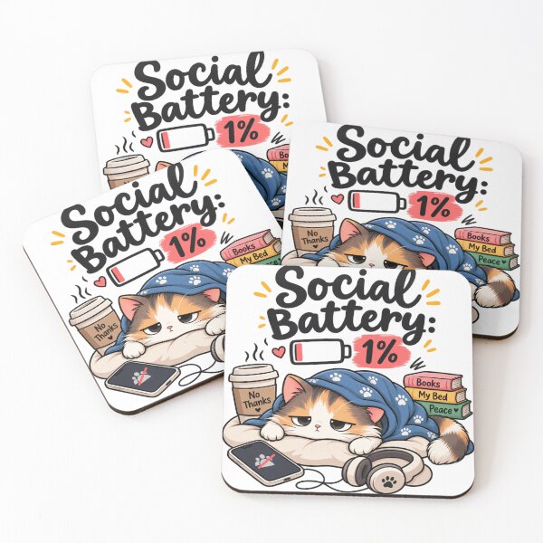 Item preview, Social Battery 1% – Introvert Cat Cozy Do Not Disturb Funny designed and sold by DijaMar.
