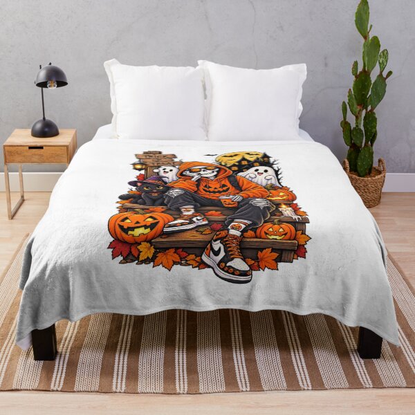 Item preview, Halloween Skeleton Orange Hoodie Black Cat Spooky Streetwear designed and sold by afr-saad.