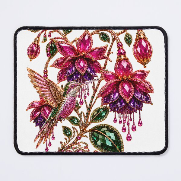 Item preview, MAJESTIC CRYSTAL HUMMINGBIRD & FUCHSIA FLOWERS JEWEL  designed and sold by wordspixies.