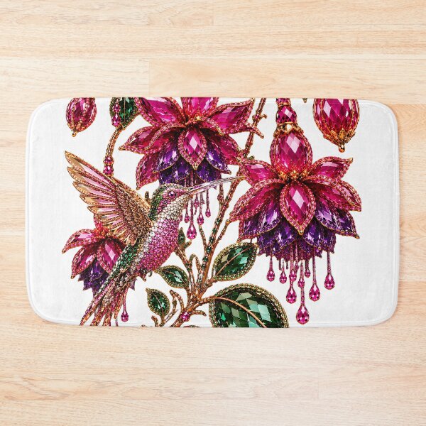Item preview, MAJESTIC CRYSTAL HUMMINGBIRD & FUCHSIA FLOWERS JEWEL  designed and sold by wordspixies.