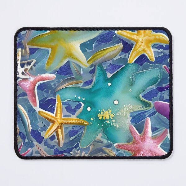 Item preview, Abstract Starfish Collage: Coastal Mosaic Pattern designed and sold by Serene Strokes Art.