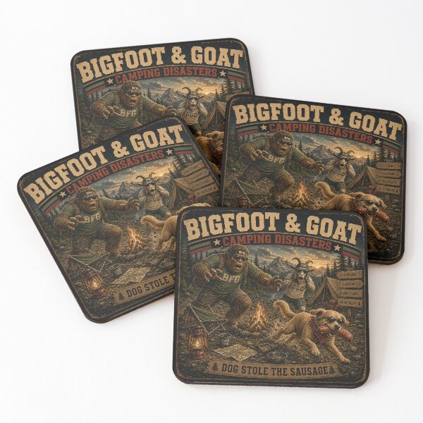 Item preview, Bigfoot And Goat Dog Stole The Sausage Funny Camping Disaster designed and sold by NicheBloom.