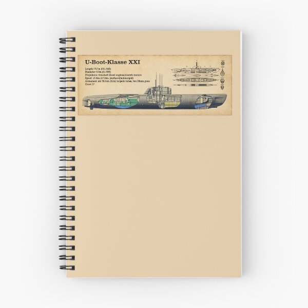 Artikelvorschau, Schnittzeichnung eines deutschen U-Boots vom Typ XXI aus dem Zweiten Weltkrieg entworfen und verkauft von MilitaryMart.