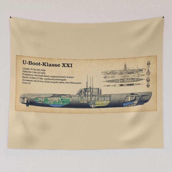 Item preview, Type XXI U-Boat Cutaway Diagram WWII German Submarine designed and sold by MilitaryMart.