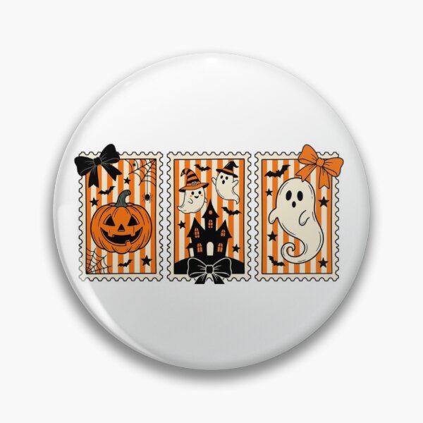 Item preview, Cute Halloween Postage Stamp Trio - Vintage Coquette Pumpkin and Ghost Stamps Graphic designed and sold by GrimNest.