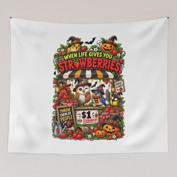 Item preview, When Life Gives You Strawberries Halloween Birds Cute Spooky Strawberry Lover Gift designed and sold by Ayden World.