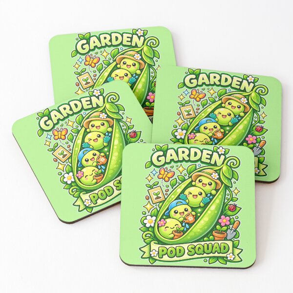 Item preview, Garden Pod Squad - Cute Kawaii Gardening Peas designed and sold by Human Error Goods.