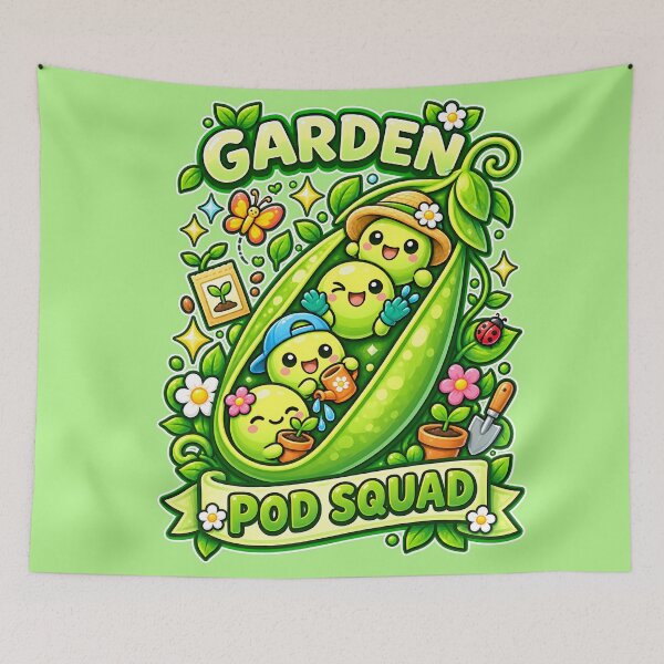 Item preview, Garden Pod Squad - Cute Kawaii Gardening Peas designed and sold by Human Error Goods.