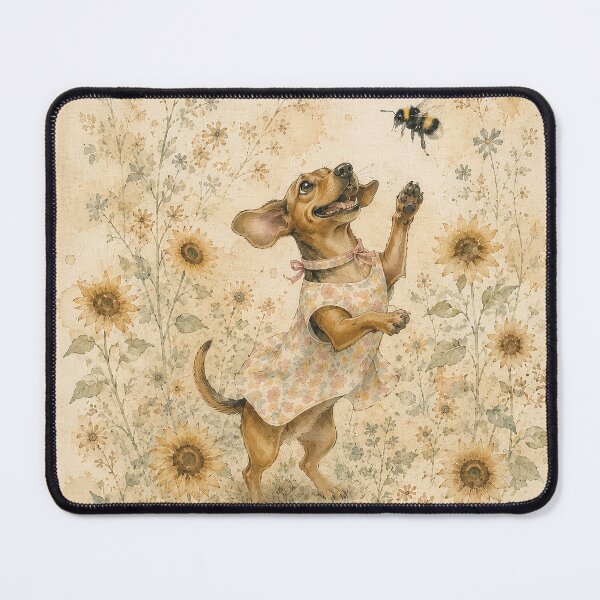 Item preview, Dachshund and Sunflowers Vintage Artisan Portrait designed and sold by RescueHeart10.