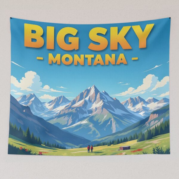 Item preview, Big Sky, Montana, USA: Vintage-Style Painterly Travel Poster designed and sold by LSVart.