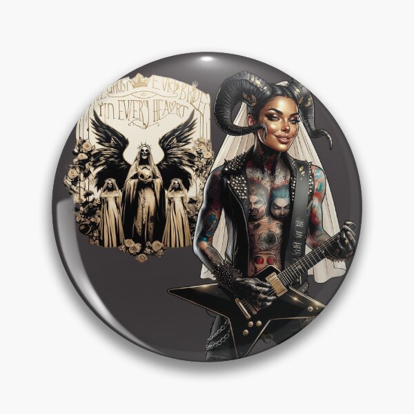 Item preview, Horned Bride Guitar Tattoo Emblem designed and sold by Voodoo Store Paranormal Collections.
