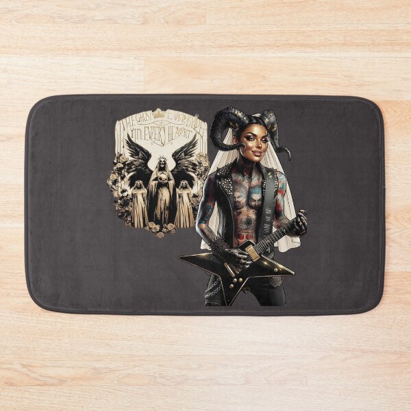 Item preview, Horned Bride Guitar Tattoo Emblem designed and sold by Voodoo Store Paranormal Collections.