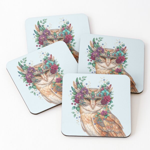 Item preview, Floral Owl Masquerade Botanical Portrait designed and sold by ImageryLoom.