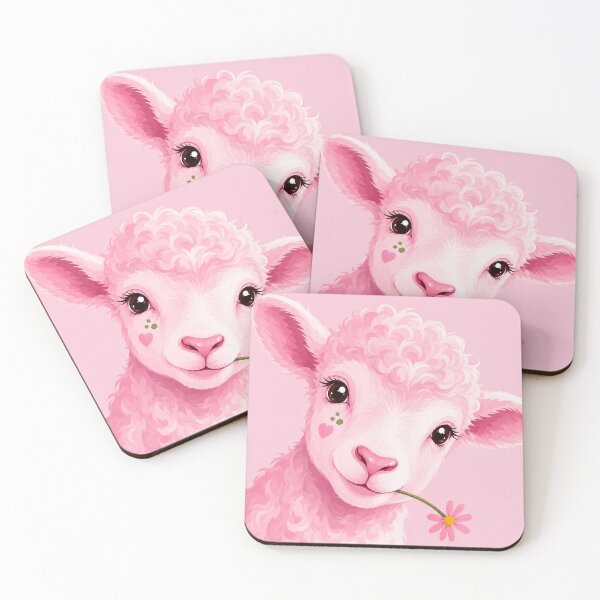 Item preview, Cute Pink Lamb With Flower | Kawaii Cottagecore Art designed and sold by ravuh.