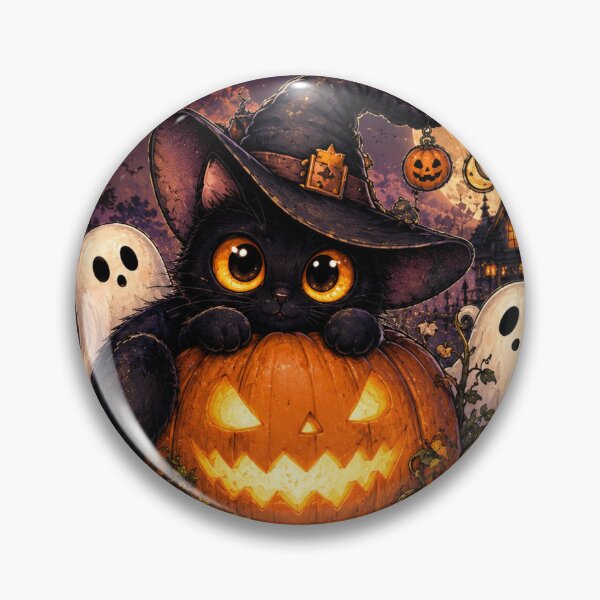 Item preview, Witchy Black Cat Halloween Pumpkin designed and sold by TeikunShop.