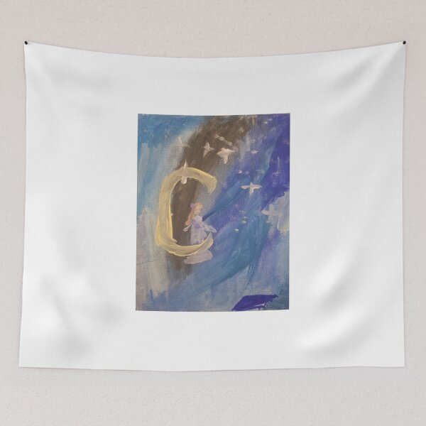 Item preview, ​Girl Sitting on the Crescent Moon Night designed and sold by SofiaByCruti.