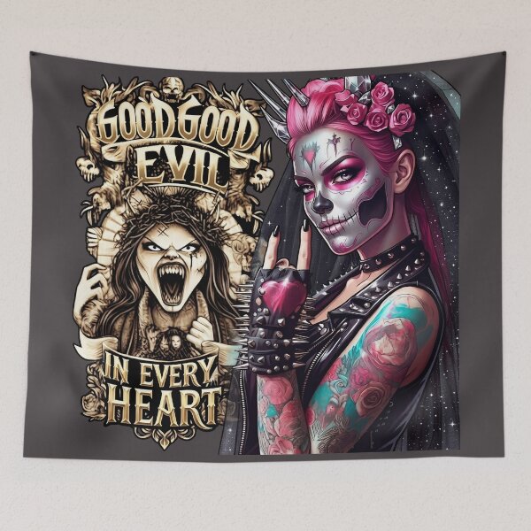 Item preview, Pink Hair Bride Skull Tattoo designed and sold by Voodoo Store Paranormal Collections.