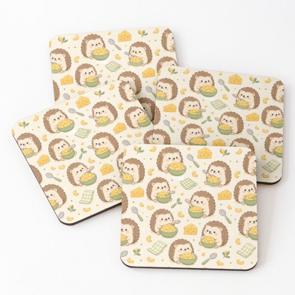 Item preview, Hedgehog Mac and Cheese Kawaii Pattern designed and sold by Soft Berry Studio.