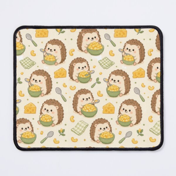 Item preview, Hedgehog Mac and Cheese Kawaii Pattern designed and sold by Soft Berry Studio.