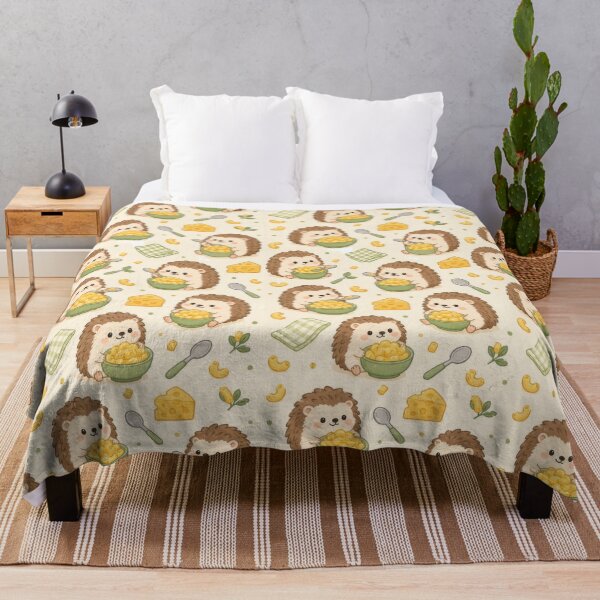Item preview, Hedgehog Mac and Cheese Kawaii Pattern designed and sold by Soft Berry Studio.