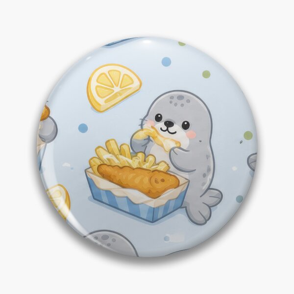 Item preview, Seal Fish and Chips Kawaii Pattern designed and sold by Soft Berry Studio.