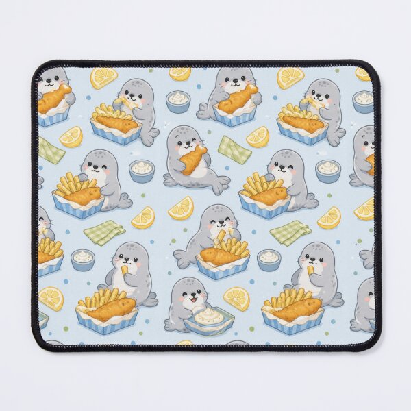 Item preview, Seal Fish and Chips Kawaii Pattern designed and sold by Soft Berry Studio.