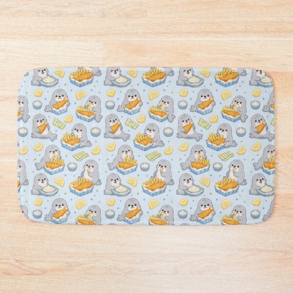 Item preview, Seal Fish and Chips Kawaii Pattern designed and sold by Soft Berry Studio.