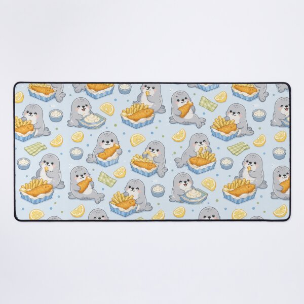 Item preview, Seal Fish and Chips Kawaii Pattern designed and sold by Soft Berry Studio.