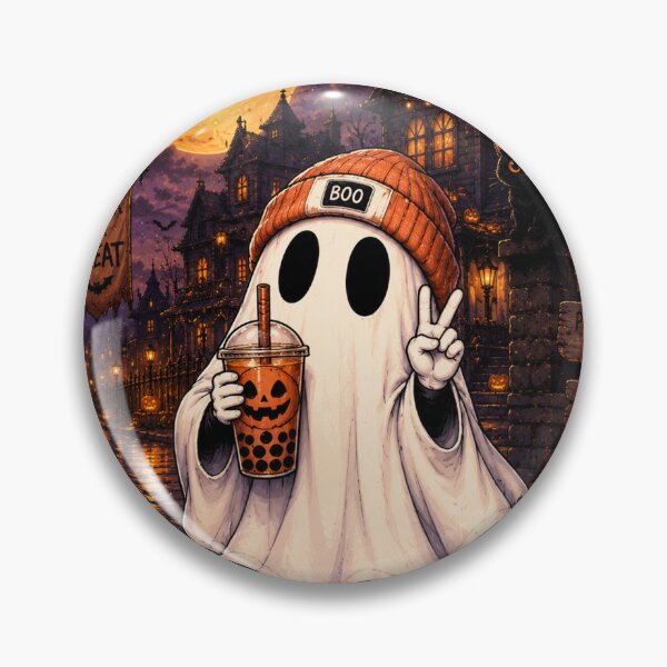 Item preview, Cute Halloween Ghost with Pumpkin Boba – Spooky Season designed and sold by TeikunShop.