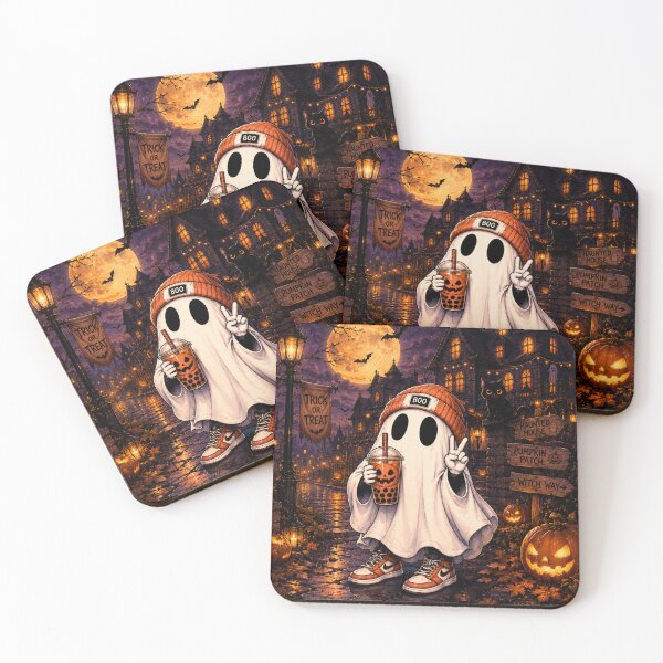 Item preview, Cute Halloween Ghost with Pumpkin Boba – Spooky Season designed and sold by TeikunShop.