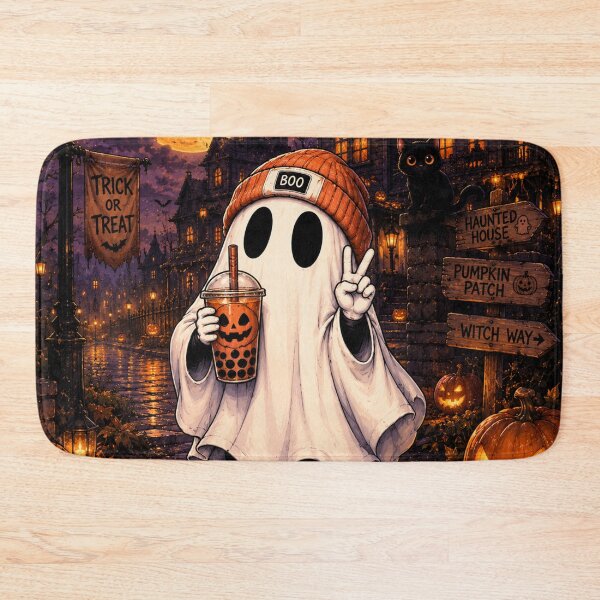 Item preview, Cute Halloween Ghost with Pumpkin Boba – Spooky Season designed and sold by TeikunShop.