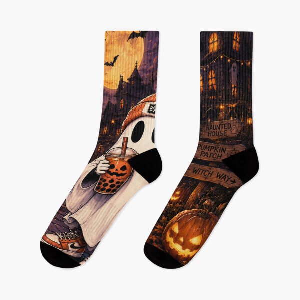 Item preview, Cute Halloween Ghost with Pumpkin Boba – Spooky Season designed and sold by TeikunShop.