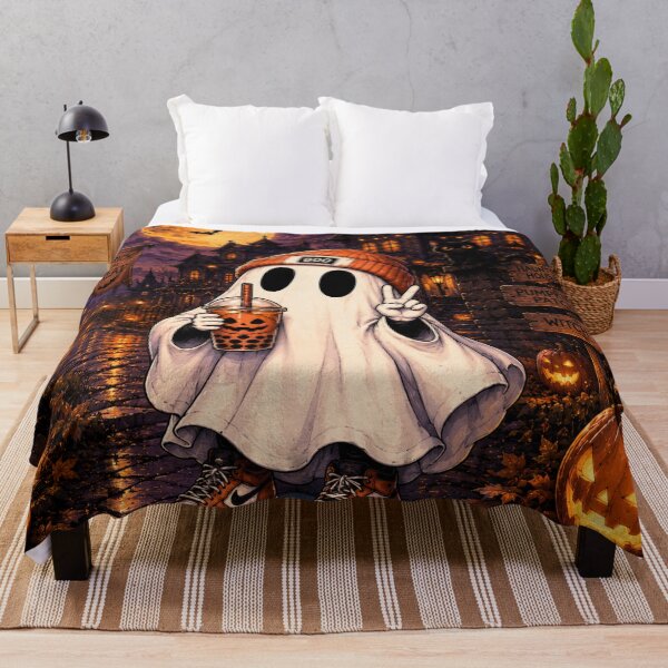 Item preview, Cute Halloween Ghost with Pumpkin Boba – Spooky Season designed and sold by TeikunShop.