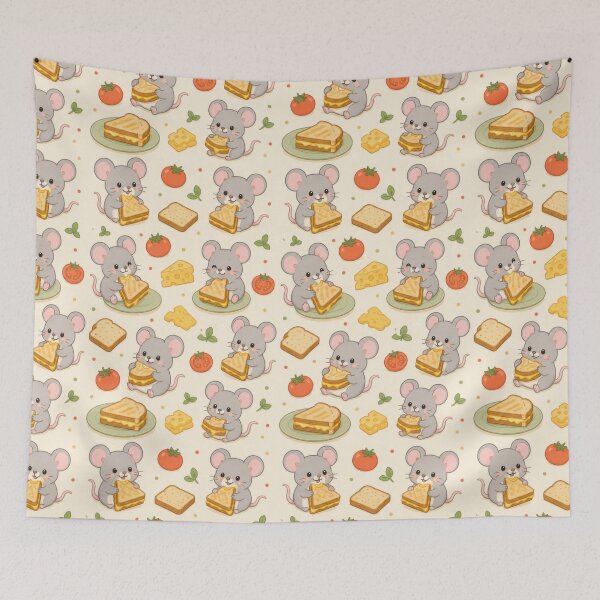 Item preview, Mouse Grilled Cheese Kawaii Pattern designed and sold by Soft Berry Studio.