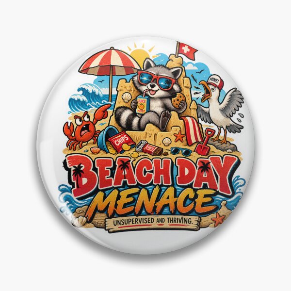 Item preview, Beach Day Menace | Funny Raccoon Sandcastle Summer Snack Art designed and sold by DmaarGroup.