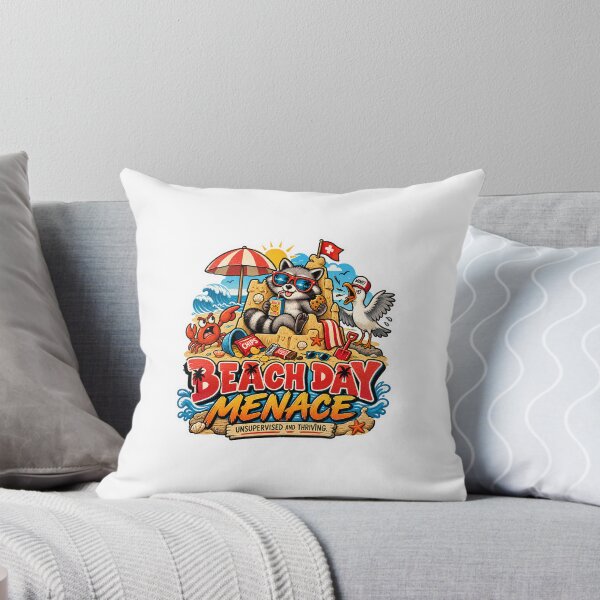 Item preview, Beach Day Menace | Funny Raccoon Sandcastle Summer Snack Art designed and sold by DmaarGroup.