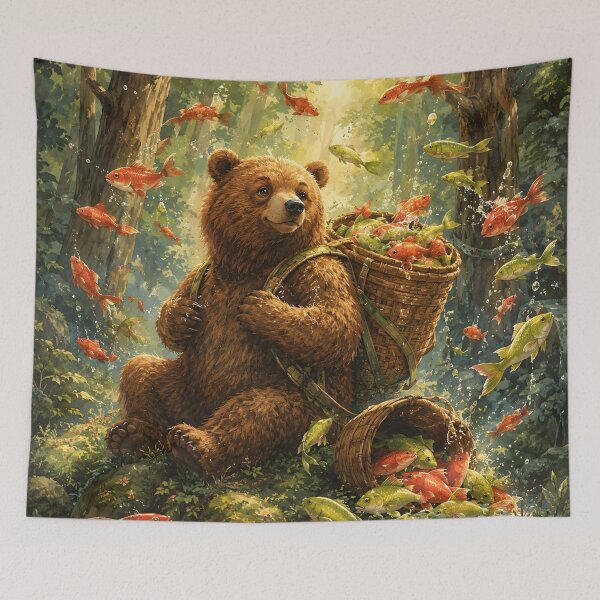 Item preview, Whimsical Bear and Flying Fish designed and sold by Rohan132.