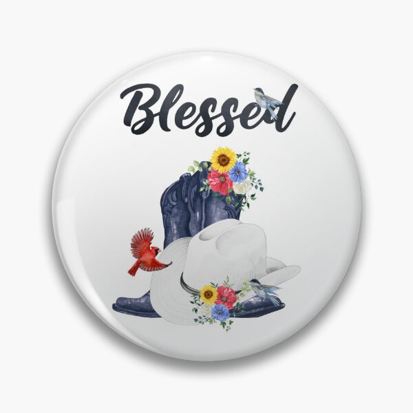 Item preview, Blessed with Cowboy Boots/Hat, Wildflowers & Birds designed and sold by JeweledDesigns.