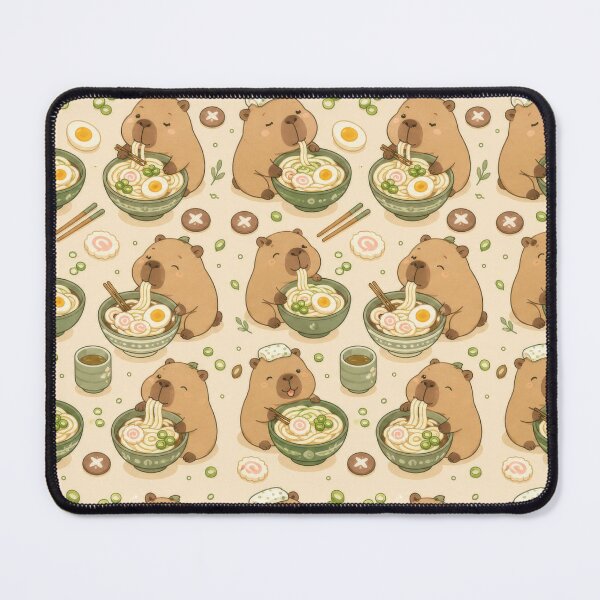Item preview, Capybara Udon Bowl Kawaii Pattern designed and sold by Soft Berry Studio.