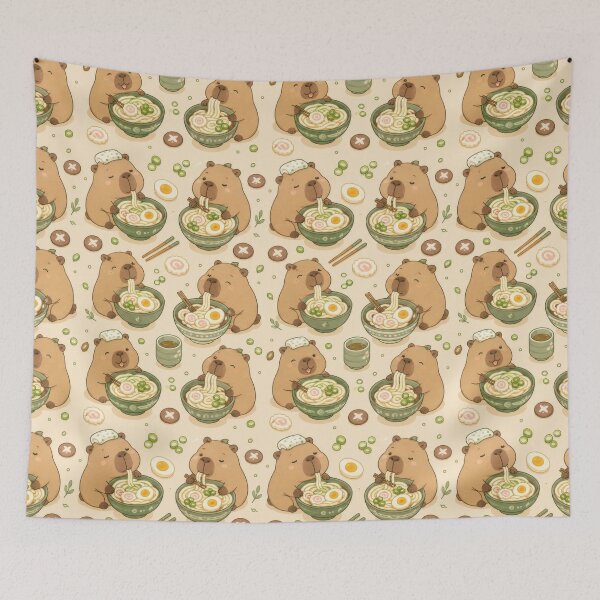 Item preview, Capybara Udon Bowl Kawaii Pattern designed and sold by Soft Berry Studio.