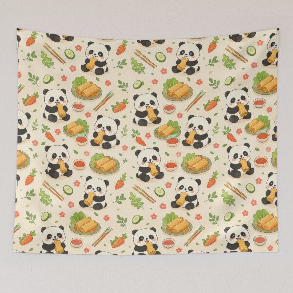 Item preview, Panda Spring Roll Kawaii Pattern designed and sold by Soft Berry Studio.