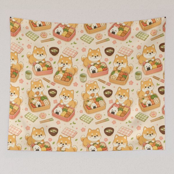 Item preview, Shiba Inu Bento Box Kawaii Pattern designed and sold by Soft Berry Studio.