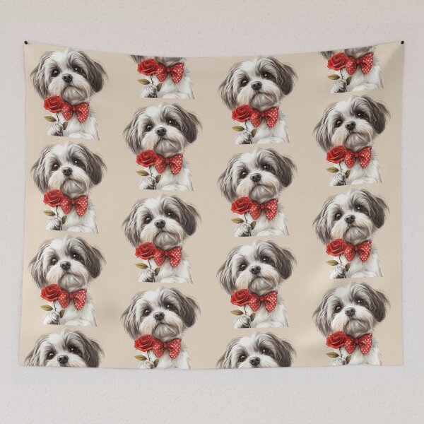 Item preview, Shih Tzu with a Red Rose designed and sold by Erika Kaisersot.