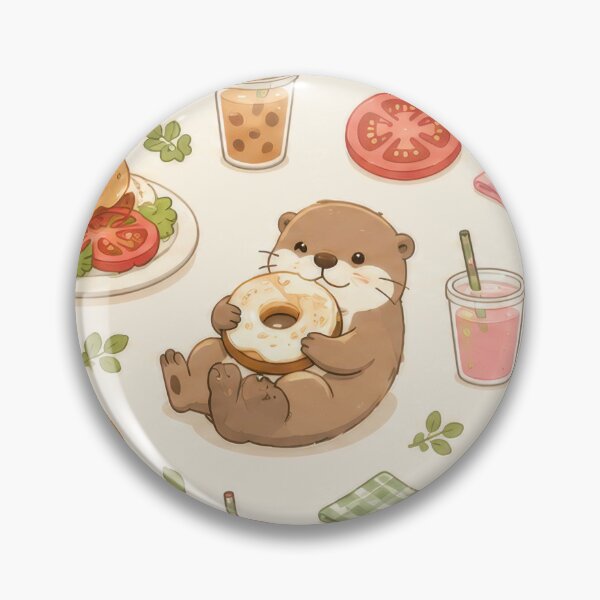 Item preview, Otter Bagel Brunch Kawaii Pattern designed and sold by Soft Berry Studio.