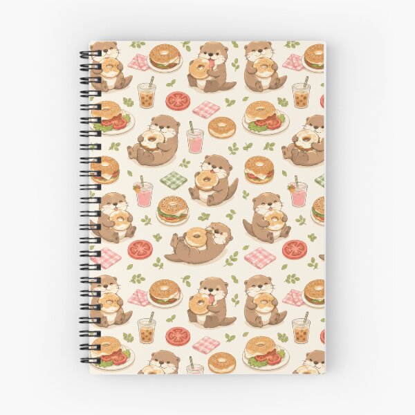 Item preview, Otter Bagel Brunch Kawaii Pattern designed and sold by Soft Berry Studio.