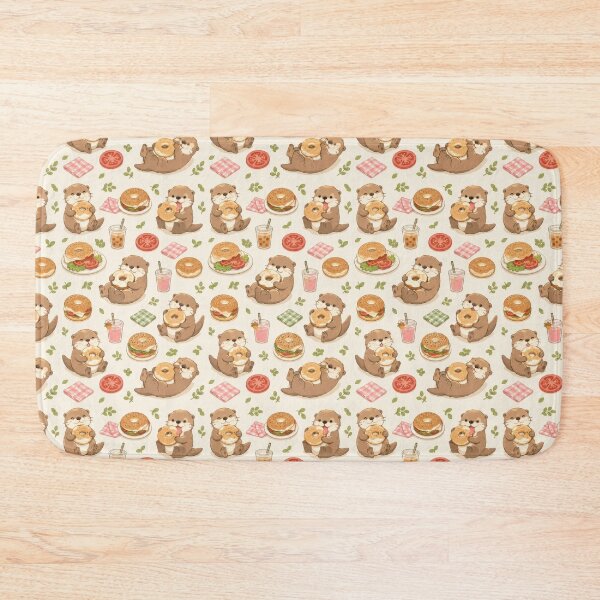 Item preview, Otter Bagel Brunch Kawaii Pattern designed and sold by Soft Berry Studio.
